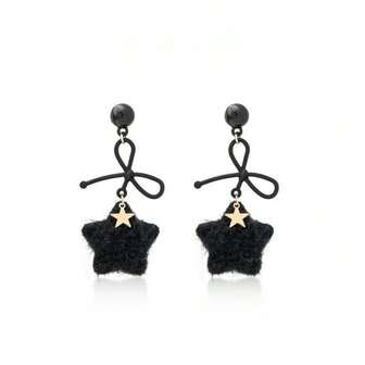 IPINK Cute Plush Star Earrings, Women's Triangle Clip-On Earrings, Dark Atmosphere Earrings