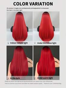7JHH WIGS 28 Inch Long Straight Wigs For Women, Gorgeous Ombre Red Wig With Bangs, Dark Roots Natural Looking Fluffy Very Soft Synthetic Heat Resistant Fiber Full Machine Hair Wig For Girls Daily, Music Festival Party, Cosplay Anime Decoration Use - Màu đỏ ombre - Xem 7