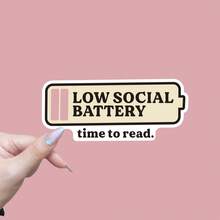 Low Social Battery Time To Read Stickers - Holographic Matte Waterproof Bookish Decals With Asymmetric Book Page Design & Battery Icon For Kindle, Tablet, Phone - Book Lover Gift For Avid Readers (Single-Use, Paper Material) School Supplies - Multicolor - View 9