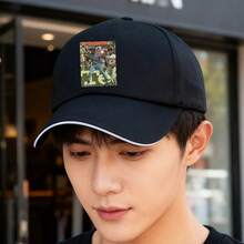Baseball-style casual black sports cap ball cap low cap large head around visual snapback cap Duckville cap baseball cap snapback low cap Baseball cap graphic print retro sports fashionable breathable unisex small head around duck cap - ブラック - チェックする 4