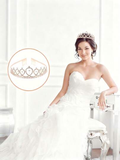 1 Pc Elegant Rhinestone Bridal Crown Headband Wedding Tiara Decor For Women Photo Activity Party Banquet