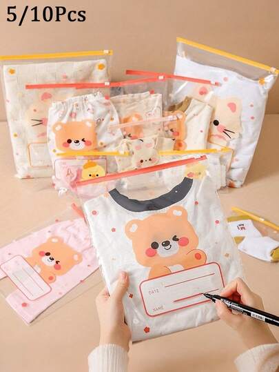 5/10 pezzi Borse di stoccaggio trasparenti, adatte per materiali di artigianato fai-da-te, imballaggio per il trasporto, borse di plastica con cerniera opaca, mantengono i vestiti puliti, borse di plastica trasparenti per il confezionamento di t-shirt, camicie, documenti, vestiti, borse di plastica richiudibili, riutilizzabili, borse richiudibili opache, confezioni ospedaliere, essenziali per le borse di stoccaggio da viaggio delle donne in gravidanza