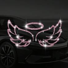 1pc Sparkling Rhinestone Guardian Angel Wings Vinyl Sticker - Car Truck Van Window Wall Cup Laptops Decal - one-size - View 14