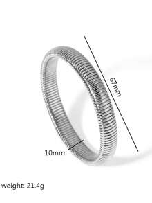 极简竖条纹弹力不锈钢手链，时尚情侣配饰 - 彩色 - 查看 13