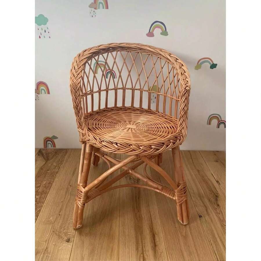 WICKER KIDS CHAIR, RATTAN CHAIR, VINTAG BABY CHAIR, HANDMADE , NATURAL - Multicolor - Ver 1