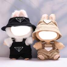 1pc Clothing Only] 17cm Pull String Cloth Hanging Decor, Sitting Party Outfit, Colorful Plaid Overalls, Toddler Clothes, Hot Item - Multicolor - View 3