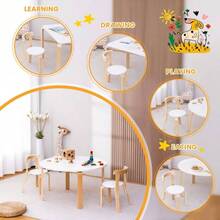 Wooden Chair, Chair Table, Stackable Chairs, Wooden Furniture Family/Playroom/ClassroomSet Of 4 - Natural Wood