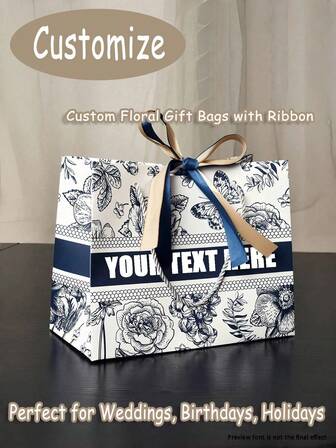 Anpassade blommiga presentpåsar (med band) - Papperspresentpåsar, Anpassade presentpåsar, Pappersblommiga presentpåsar (med band), Bröllopspresentförpackningar, Alla hjärtans dag-presentpåsar, Julklappspåsar, Födelsedagsfesttygkassar, Återanvändbara shoppingkassar, Anpassade festpresentpåsar, Papperspresentpåseset, Eleganta presentförpackningspåsar, Presentpåsar med tryck