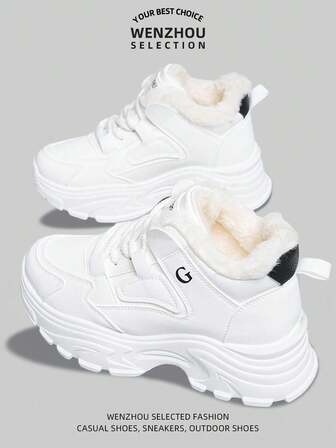 Botas de nieve con suela gruesa para mujer, botas de cuero forradas y engrosadas para mujer, zapatillas impermeables y antideslizantes