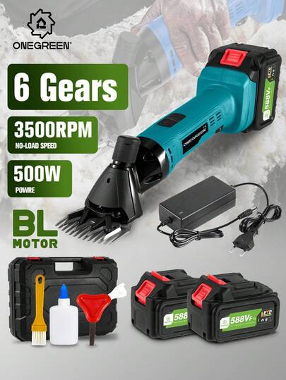 ONEVAN Forbici elettriche per lana a 6 velocità e 13 denti, senza fili, per tosare pecore e animali domestici