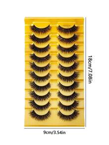 10 Pairs Soft Fluffy Natural 3D Mink False Eyelashes Makeup Set - Mink Lashes Extension, Short Lashes Strip Lashes,Lashes,Eyelashes,Fake Lashes - Black - View 2
