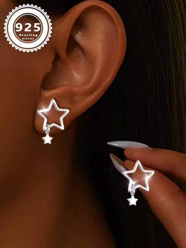 1 Pair 925 Sterling Silver Elegant Earrings, Unique Design Earrings, Surprise Gift For Girlfriend On Valentine's Day