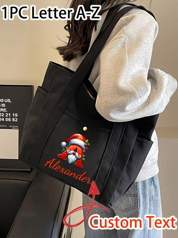 Custom Name Tote Bag, Personalized Tote Bag,Custom Tote Bag, Customizable Large Capacity Shoulder Bag, Customized Women Commuter Bag For Work, For-Travel-College-Students-Letter-Portable-Multifunction-Versatile-Lightweight-Functional-Practical,Suitable For Daily Use, Can Be Given As A Gift For Family, Friends, Christmas, Easter, Spring Festival, Mother's Day, Father's Day, Women's Day, Valentine's Day, Teacher's Day, Nurse's Day, Birthday