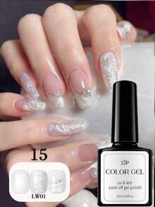 10毫升雪花闪粉指甲油，半永久UV凝胶，圣诞白色雪花闪亮指甲油 - 可卸UV/LED凝胶指甲油，适合美甲沙龙和家庭使用 - 闪粉美甲设计UV指甲油，指甲箔凝胶指甲油