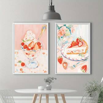 1/2pcs Modern Wall Arts Posters - Refreshing And Healing Series - Decorative Paintings That Convey Warm And Healing Emotions - Suitable For Restaurant, Living Room, Bedroom, Dessert Shop, Coffee Shop - Wall Decor Art - Printed Picture Posters(No Frame/Framed)
