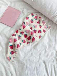 1pc Women's Coral Plush Hair Drying Cap With Cute Printed Strawberry, Bear, Rabbit, Or Heart Shape Design, Soft, Quick-Drying, Anti-Shedding, Absorbent Home Bathroom Decor Back To School Hair Bonnet Shower Towels For Beauty Salon, Hotel Sports,Home Essentials, Towel, Skin Care Hair Drying Towel Wrap - Multicolor - View 12