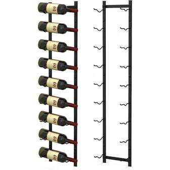 Wall Mounted Wine Rack Hanging Wine Display Rack RustProof Metal Wine Bottle Holder For Wall Wine Storage Rack For Home Kitchen Dining Room Cellar Bar Black 9 Bottles2 Pack