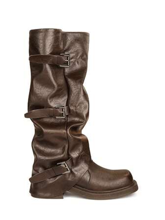 2025 New Autumn/Winter Women's Platform Knight Boots With Belt Buckle And Pleated Shaft, Tall Boots