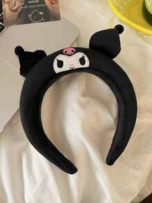 Sanrio 1 件可爱卡通 Kuromi 毛绒头带，卡通毛绒女式发箍，蓬松洗脸头带，舒适可爱，适合居家和日常佩戴，冬季