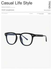 1 pieza Gafas de moda con montura redonda retro básicas y casuales para mujer, adecuadas para lectura diaria, ir al trabajo y combinar con atuendos