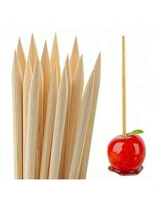100根竹制苹果签，5毫米，5/7英寸（约15/20厘米），竹制焦糖苹果签，糖果棒棒糖签，玉米热狗签，烧烤签 - 竹子 - 查看 10