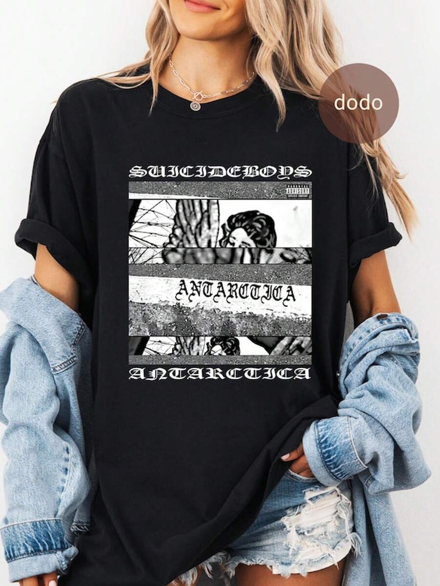 Premium S Uicideboys T-Shirt - Rap Music Shirt - Antarctica Album - S Uicideboys Merch - Unisex Rapper - 黑色 - 查看 1