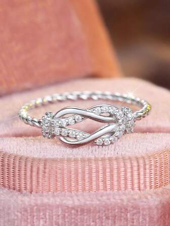 1pc S925 Sterling Silver Knot Design Ring, Fashionable & Elegant Versatile Ring Suitable For Casual Daily Wear