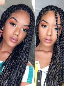 全蕾丝前发假发 扭辫假发 适合 盒状编织蕾丝前发假发 假发 女神辫子 合成假发