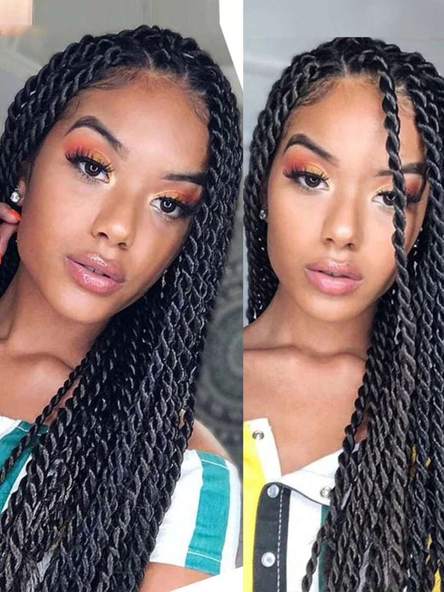 全蕾丝前发假发 扭辫假发 适合 盒状编织蕾丝前发假发 假发 女神辫子 合成假发