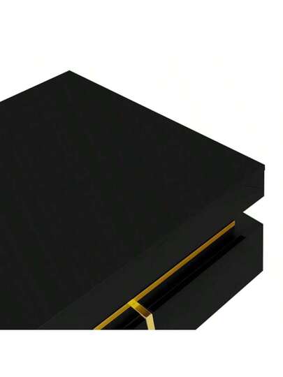 Couchtisch, Hochglanz Wohnzimmertisch, Beistelltisch Mit Schubladen Und Goldenen Akzenten view 5