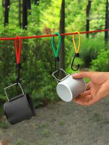 Outdoor Camping Zelt Zubehör - Leicht, strapazierfähiges Latex Material, elastische Seile, Doppel-Eisen-Haken Design, fixierte Gurte, elastische Schnüre, Aufhängehaken, langanhaltend, tragbar, elastische Seilschnallen, Mehrfachpackung