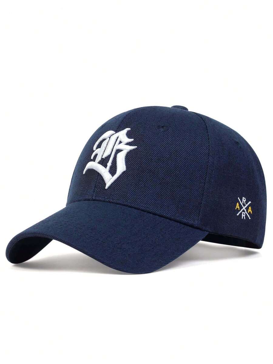 1pc Men's Gothic Letter Embroidered Baseball Cap, Adjustable Outdoor Sun Protection Casual Hat Suitable For Spring, Autumn, Travel, Beach, Party,Summer,Holiday - Navy Blue - View 1