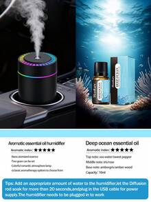 New USB Powered Colorful Mini Humidifier & Aroma Diffuser, Car Air Freshener, Suitable For Women's Beauty, Bedroom, Car, Home, Dorm, USB Powered, No Battery Needed, Daily Humidifying, Prevent Dryness