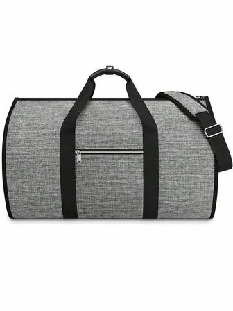 1个45升可折叠纯色涤纶面料尼龙肩带旅行行李袋，可转换成衣物袋、西装袋、单肩包，适合商务旅行、旅游、度假、郊游、健身、就医、返校旅行包、行李袋、过夜包，大容量耐用旅行收纳包，邮轮旅行必备，男女皆宜。