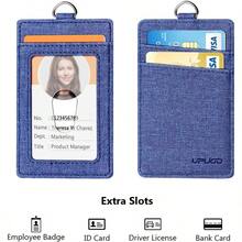 Leather Badge Holder And Adjustable Retractable Lanyards With Quick Release Buckle And Safety Breakaway Feature Swivel Metal Clasp For Office Workers Staff Members Students And Employees In Secure Identification And Access Control Applications - FcdenimBlue - View 3