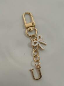 1pc White Exquisite Bow Tie Capital A-Z Letter Keychain Pendant Suitable For Bags, Backpacks, Car Key Pendants, Graduation Season, School Season, Small Gifts For Each Other, Suitable For Handbags, Backpacks, Keys,