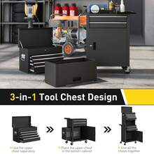HOMCOM Lockable Tool Cabinet, 3-In-1 Rolling Tool Chest Combo With 6 Drawers And Pegboard, Detachable Steel Tool Storage Cabinet For Garage And Workshop - Black - View 5