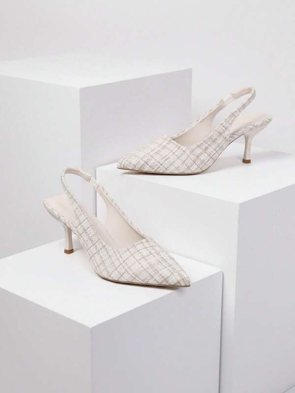 أحذية كعب صغير بأصبع مدبب للنساء، صنادل مغلقة الأصبع بظهر مرن، أحذية رسمية مريحة للنساء