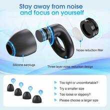 Ear Plugs Sleeping Noise Cancelling, Noise Cancelling Silicone Ear Plugs, Hearing Reusable Earplugs Sleeping, Concert, Work, Study, SensitiveBlack - màu đen - Xem 2