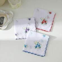 24 Vintage Floral Handkerchiefs, Cotton Ladies Handkerchiefs With Scalloped Edges, 11-Inch Vintage Ladies Pocket Towel - 白底彩邊24件裝 - 查看 6