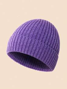 1 件儿童幼儿罗纹针织帽 - 多色可选，适合冬季、圣诞节和日常保暖 - Ribbed Knitted Beanie Hat - 查看 22