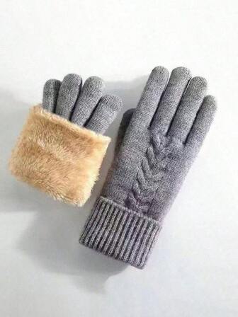1 Pair Warm Thick Fleece Lined Touchscreen Winter Gloves, Unisex