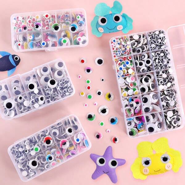 4mm -18mm Colorful Wiggle Googly Eyes (Some With Eyelashes) With Self-Adhesive For Scrapbooking And Crafts Decorations,Mixed Packaging Plastic Sticker Eyes And Multi Assorted Colors