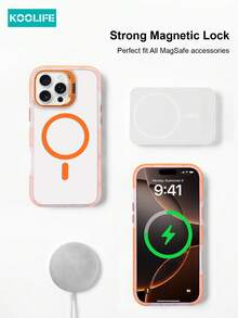 1 Stück Koolife Neues 17 Pro Handyhülle, Premium Metall Linseneinfassung magnetische Schutzhülle, Fallschutz Airbag Rundumschutz, rutschfestes PC+TPU Material, separate Tasten, kompatibel mit iPhone 13/13 Pro/13 Pro Max/14/14 Pro/14 Pro Max/15/15 Plus/15 Pro/15 Pro Max/16/16 Plus/16 Pro/16 Pro Max/16e/17/17 Pro Max/Air - Orange - Übersicht 8