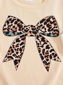 3 件套女婴蝴蝶结、字母和图形印花 T 恤，春/夏