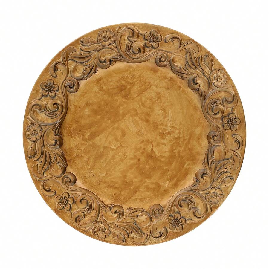 100 Pieces Gold Disposable Plates, 13 Inch Plastic Round Dinner Charger Plates, Gold Plastic Plates Premium Plastic Party Plates For Wedding & Party - Gold - View 1