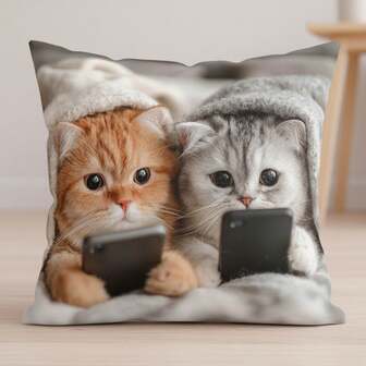 1 st söt kattmönster plyschörngott - mjukt, charmigt, livfullt sovrum/vardagsrum heminredningstillbehör - modern stil, maskintvättbart, dragkedja, persikofärgat sammetstyg, kuddilägg ingår ej