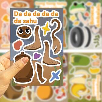 8 piezas Pegatinas de intercambio de rostros del Shan Hai Jing extranjero, pegatinas hechas a mano impermeables para diario, pegatinas decorativas DIY