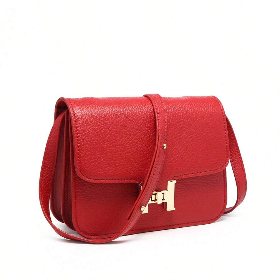 Versatile Crossbody With Sophisticated Gold Accents, Crafted For Elegant Looks-Suitable For Work, Social Gatherings, Everyday Use-Its Adjustable Fit Ensures Comfort, Secure Closure Protects Items, And The Classic Design Adds A Polished Flair. Perfect As A Reliable, Stylish Companion For Various Occasions. - 紅色 - 查看 1