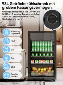 DEVOKO Mini Fridge, Beverage Cooler Height: 79 Cm Width: 44.5 Cm Capacity: 85 Liters Glass Door With LED Lighting Beer And Beverage Cabinet - màu đen - Xem 7